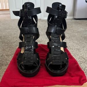 Christian Louboutin Black Multi-Strap Heels 100MM